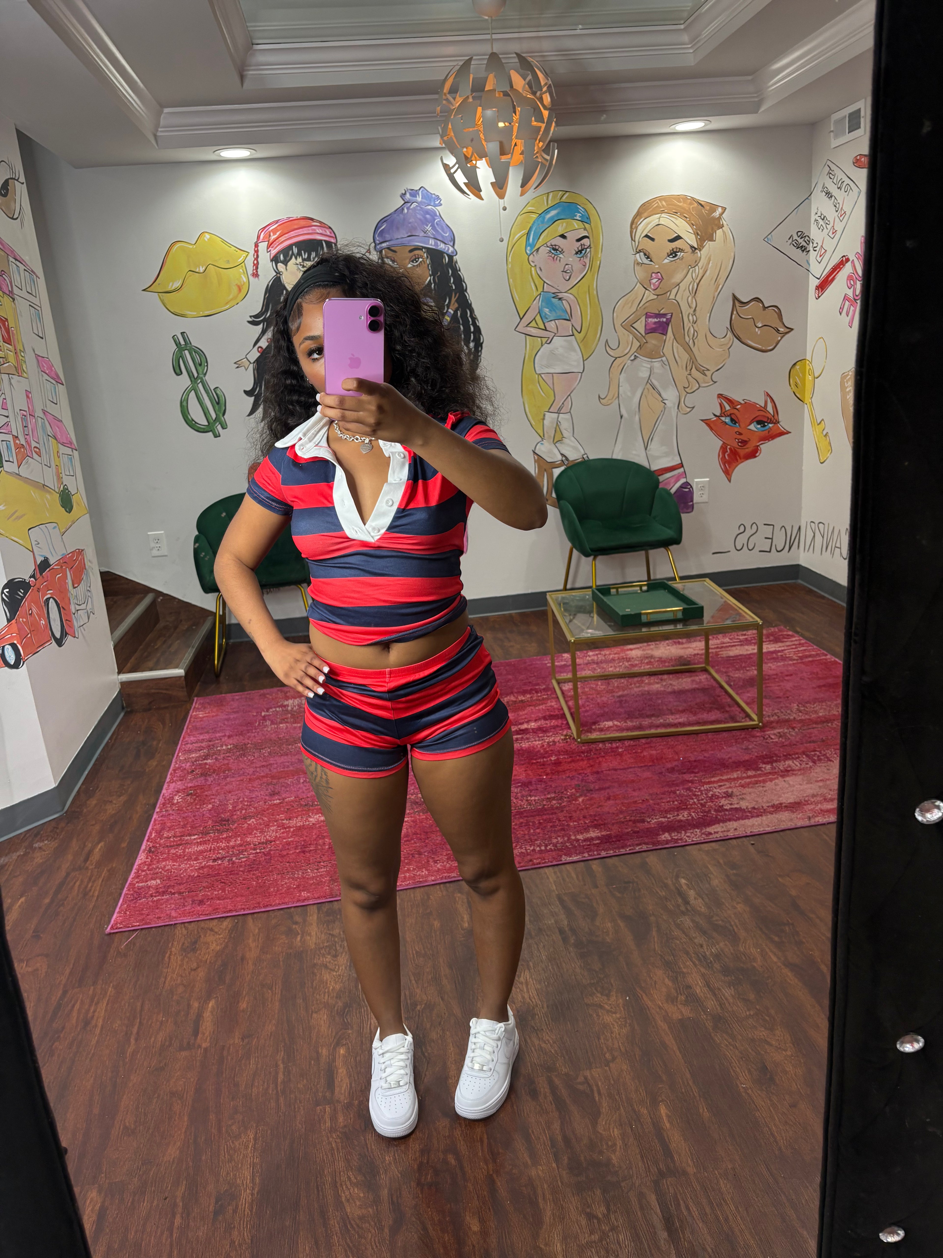 Navy and red set